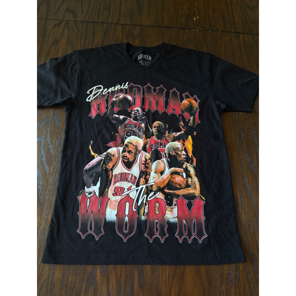 Rodman Brand Graphic Tee Mens Large New The Worm Chicago Bulls Vintage Style